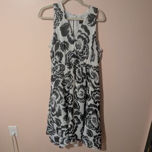 Ann Taylor Black and White Sleeveless Midi Sundress